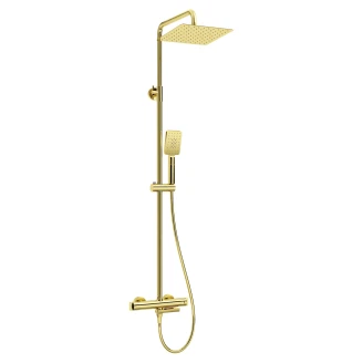 Brusesæt med Badekararmatur <strong>Therm</strong>  Guld Blank med Termostat