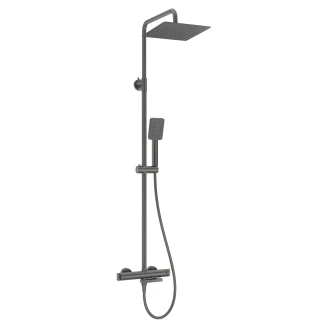 Brusesæt med Badekararmatur <strong>Therm</strong>  Titanium Mat med Termostat