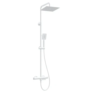 Brusesæt med Badekararmatur <strong>Therm</strong> Hvid Mat med Termostat
