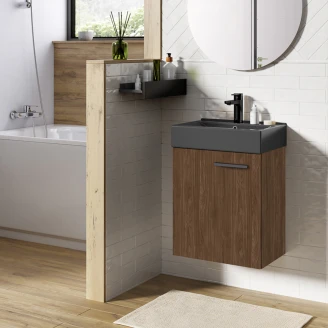 Håndvaskskab <strong>Petit</strong>  Valnød Mat  45 cm med Vask Antracit Mat