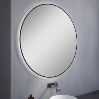 Spejl <strong>Lucora</strong>  Sort med Backlit Rund Ø100 cm