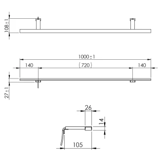 Spejllygte Lumea Krom Blank 100 cm