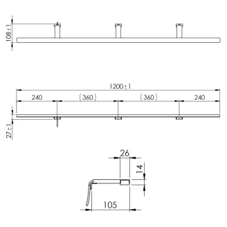 Spejllygte Lumea Krom Blank 120 cm