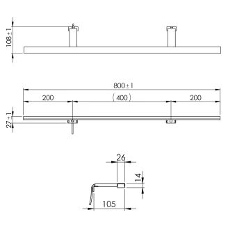 Spejllygte Lumea Krom Blank 80 cm