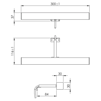 Spejllygte Linoa Krom Blank 30 cm