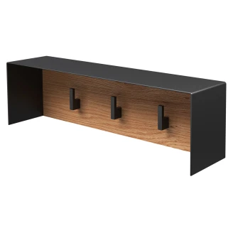 Bøjler <strong>Norrvi</strong>  40 cm 3 Kroge Sort & Træ Lys Eg Mat