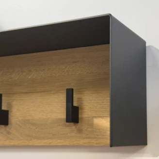 Bøjler Norrvi 60 cm 5 Kroge Sort & Træ Lys Eg Mat