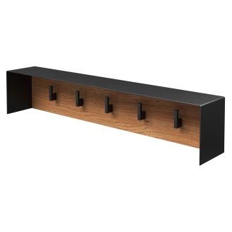 Bøjler <strong>Norrvi</strong>  60 cm 5 Kroge Sort & Træ Lys Eg Mat