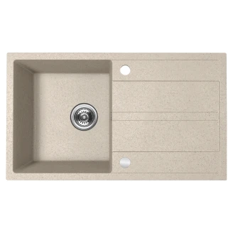 Granit Køkkenvask med Afløbsbakke <strong>Pia</strong>  Beige Mat 76x44 cm med Vandlås