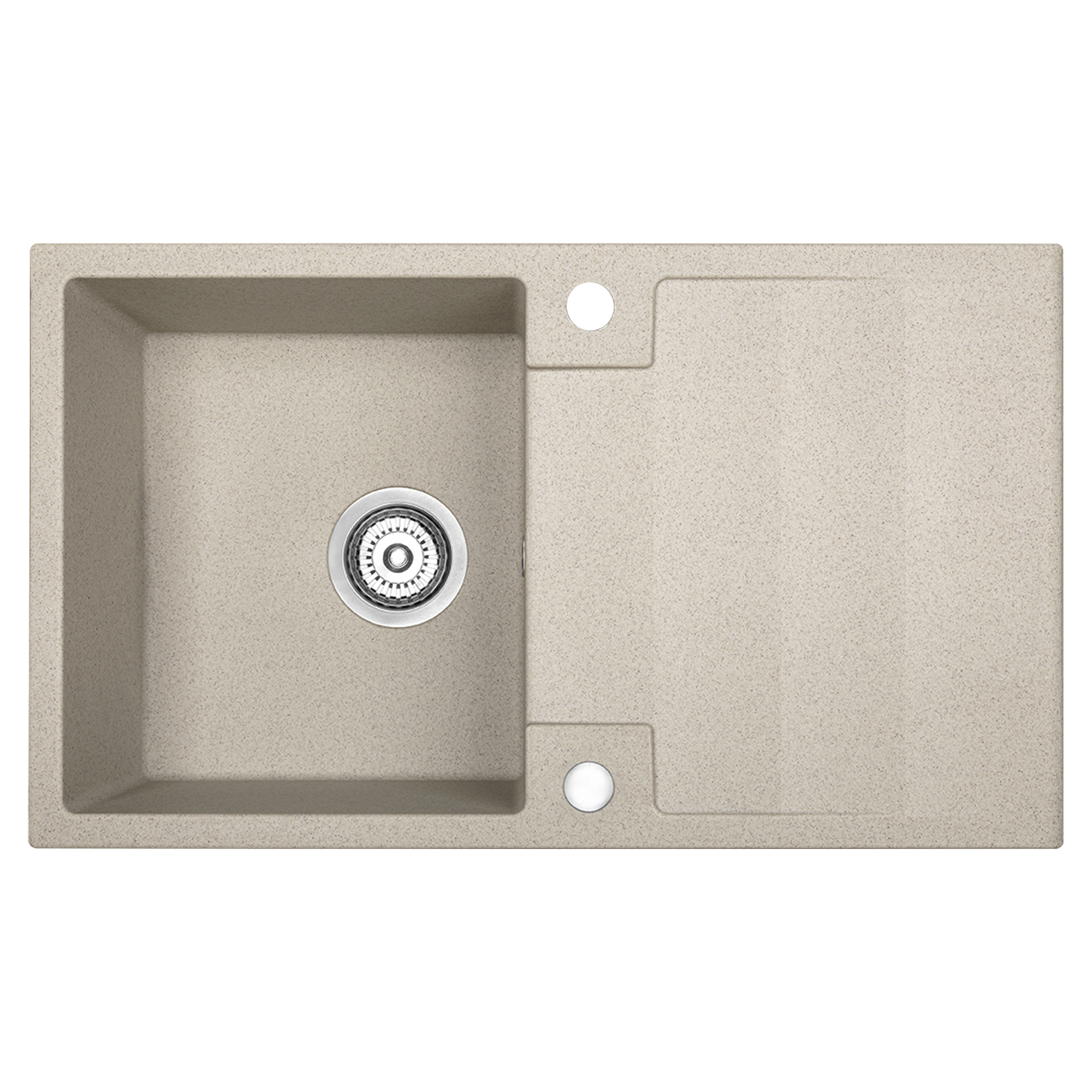 Granit Køkkenvask med Afløbsbakke Fumo Beige Mat 76x44 cm med Vandlås
