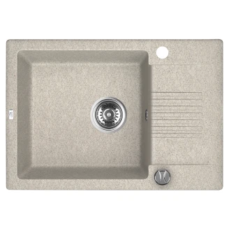 Granit Køkkenvask med Afløbsbakke <strong>Ardesia</strong>  Beige Mat 65x44 cm med Vandlås