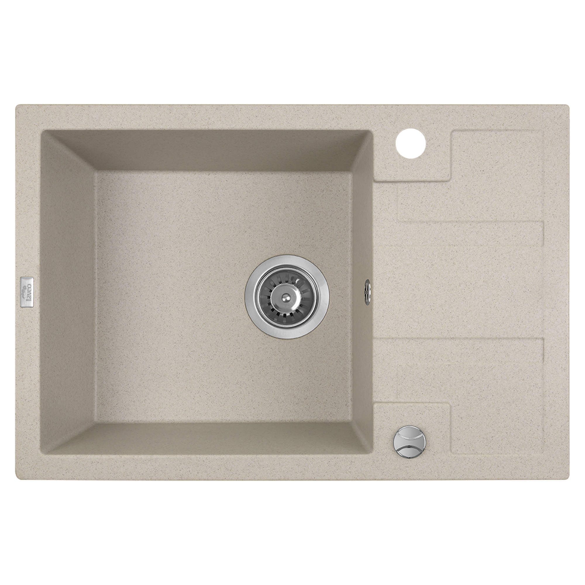 Granit Køkkenvask med Afløbsbakke Brava Beige Mat 65x44 cm med Vandlås