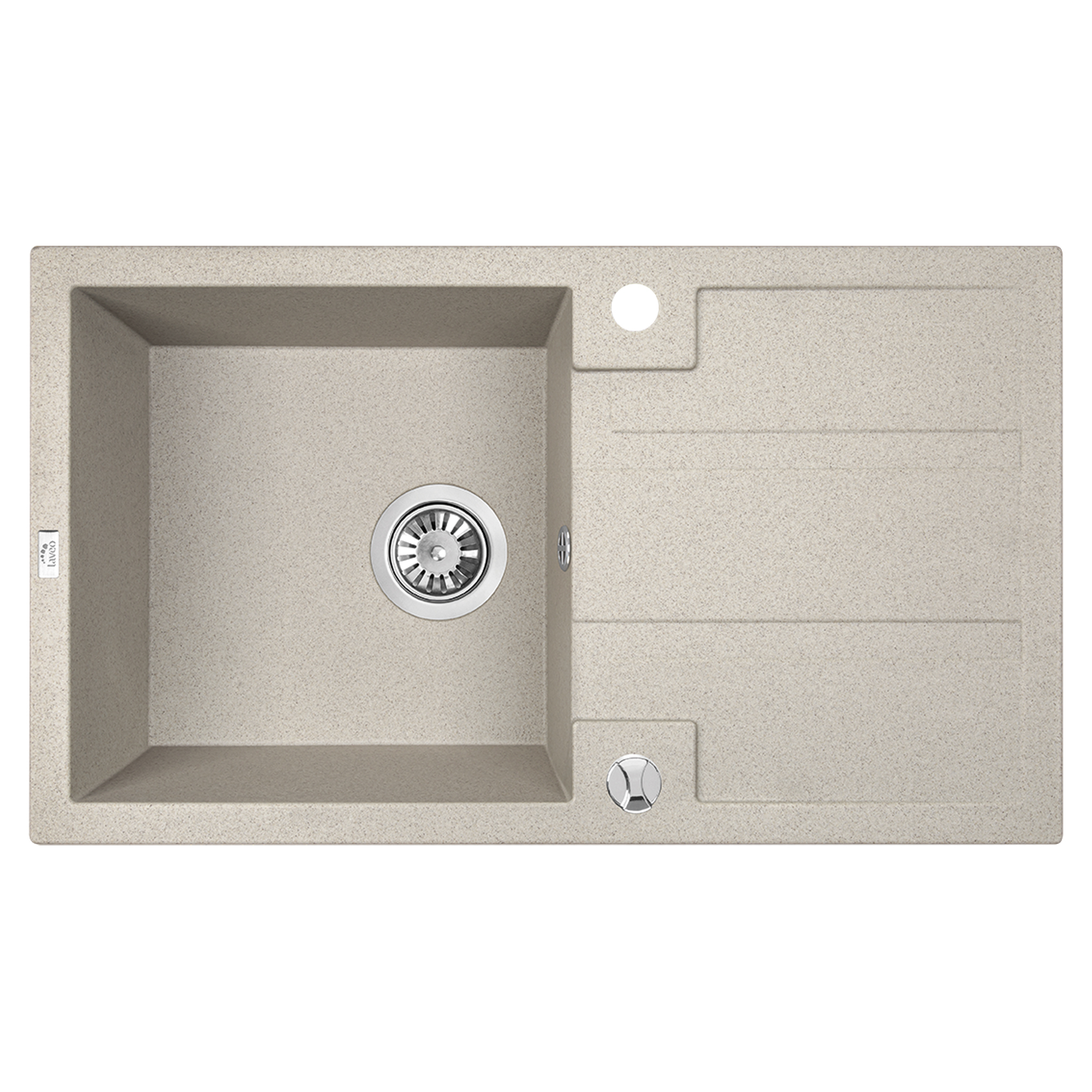 Granit Køkkenvask med Afløbsbakke Brava Beige Mat 76x44 cm med Vandlås