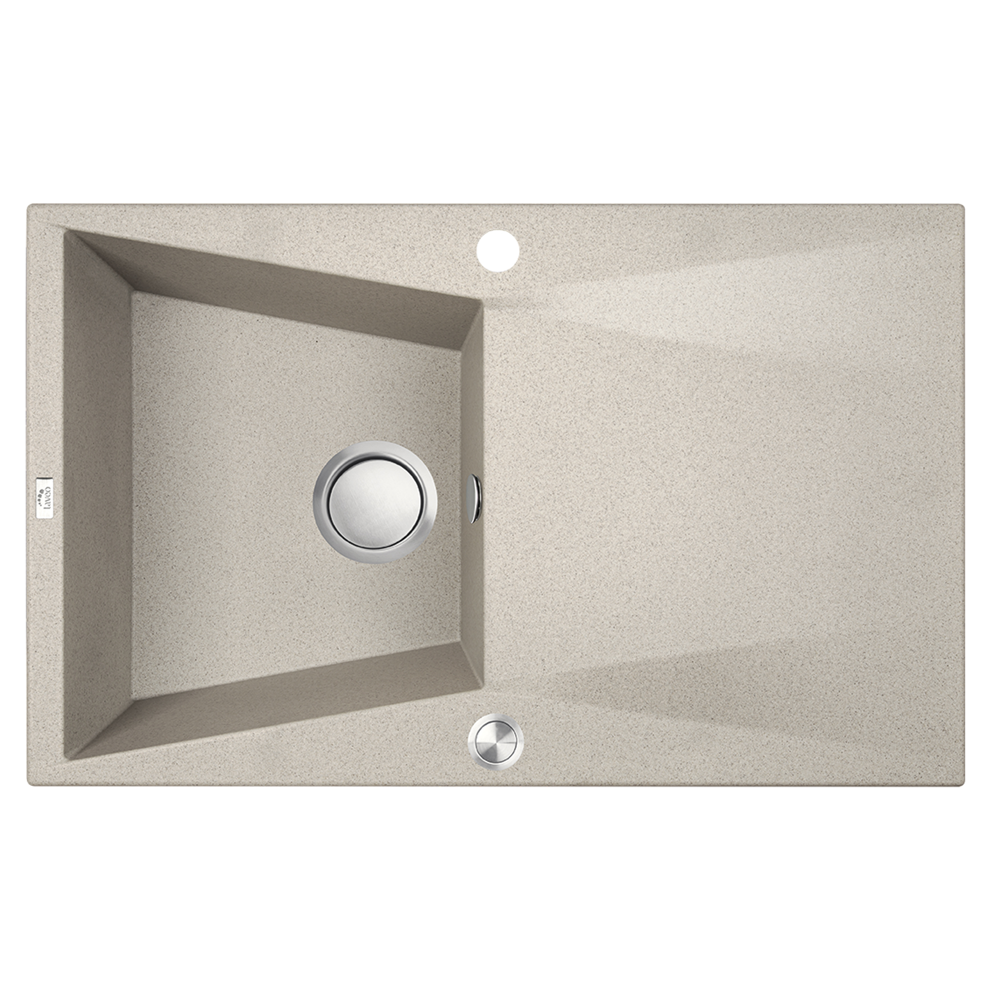 Granit Køkkenvask med Afløbsbakke Granu Beige Mat 78x48 cm med Vandlås