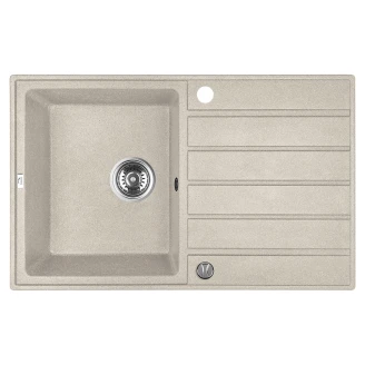 Granit Køkkenvask med Afløbsbakke <strong>Ravira</strong>  Beige Mat 79x49 cm med Vandlås