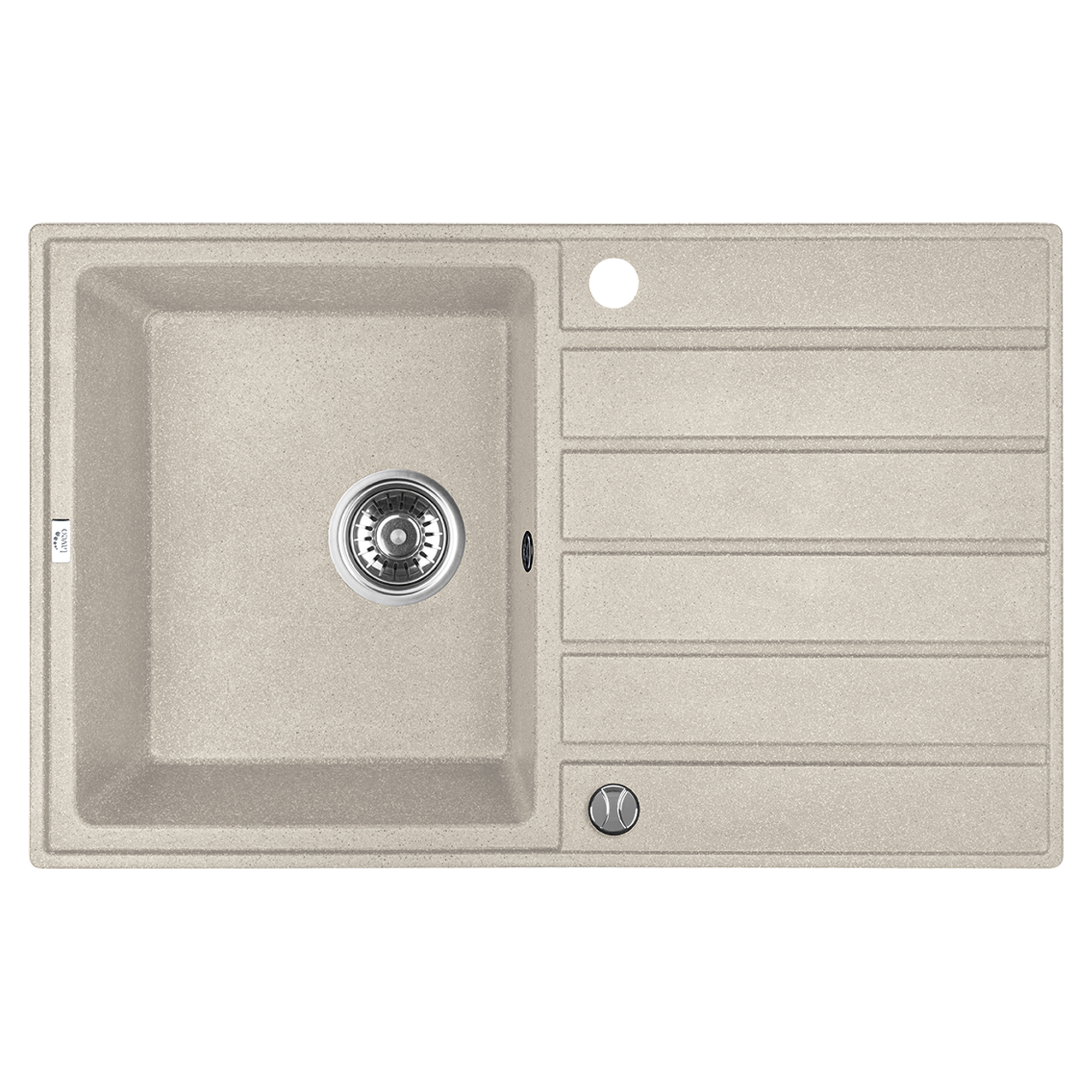 Granit Køkkenvask med Afløbsbakke Ravira Beige Mat 79x49 cm med Vandlås