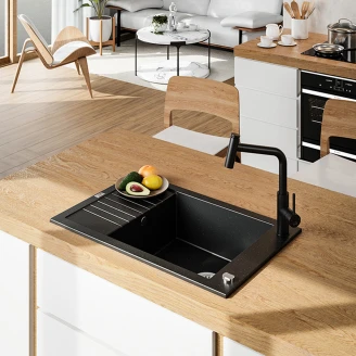 Granit Køkkenvask med Afløbsbakke <strong>Orisa</strong>  Grå Mat 78x50 cm med Vandlås