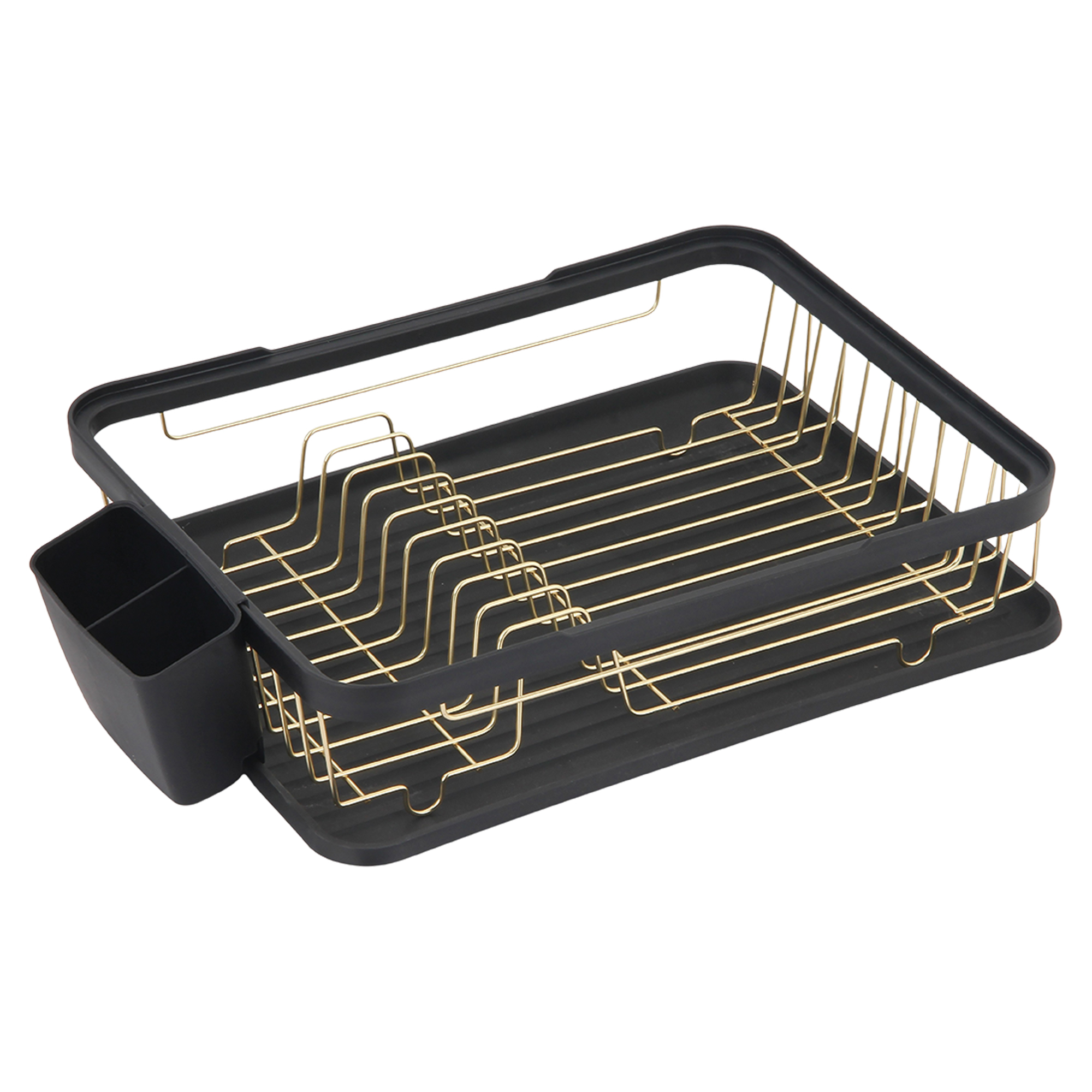 Opvaskestativ Kitcho Sort-Guld Mat 43x32 cm
