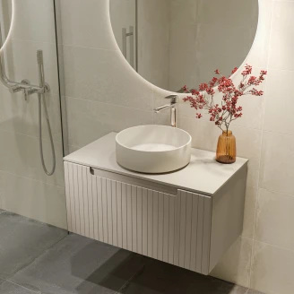 Håndvaskskab <strong>Ribb</strong>  Beige Mat 80 cm med Beige Bordplade