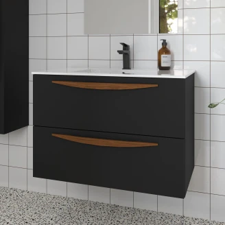 Håndvaskskab <strong>Impero</strong>  Sort Mat 80 cm med Vask