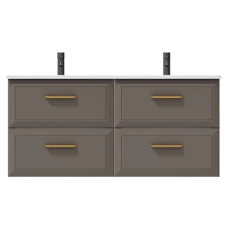 Dobbelt Håndvaskskab Gold <strong>Tandem</strong>  Grå 120 cm med Vask Hvid Blank