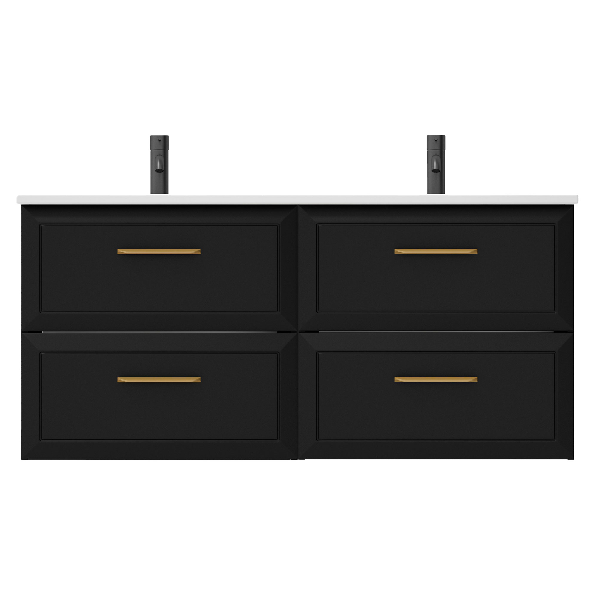 Dobbelt Underskab Gold Tandem Sort 120 cm med Vask Hvid Blank