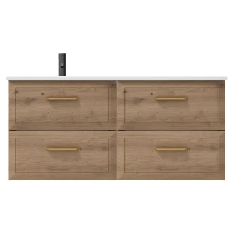 Håndvaskskab Gold <strong>Tandem</strong>  Eg 120 cm med Venstre Vask Hvid Mat