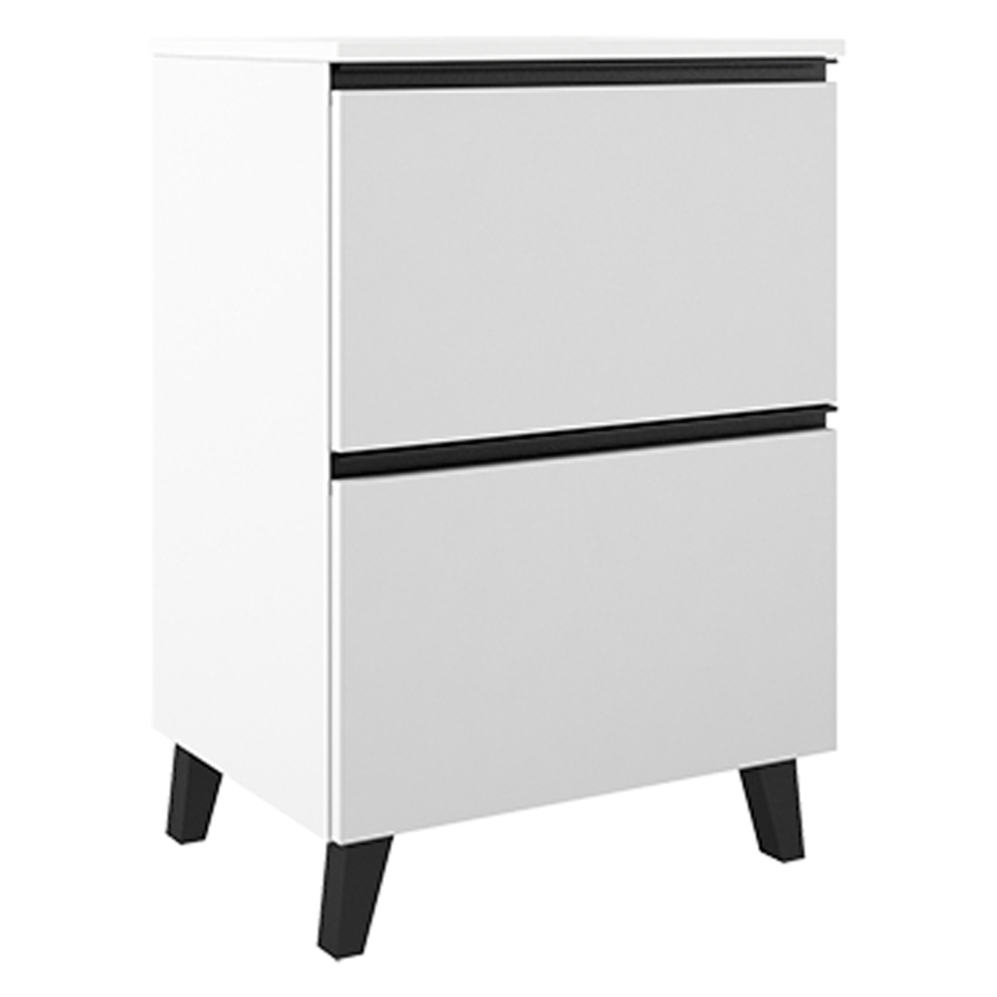 Håndvaskskab Luna Hvid 60 cm med To Skuffer & Vask Hvid Blank