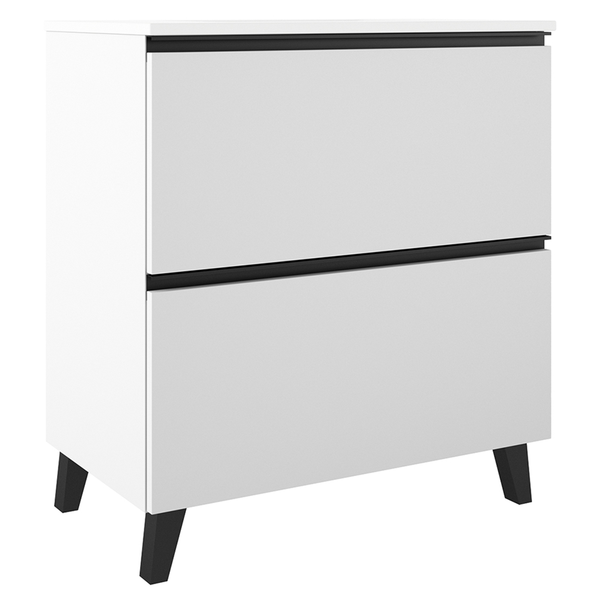 Håndvaskskab Luna Hvid 80 cm med To Skuffer & Vask Hvid Blank