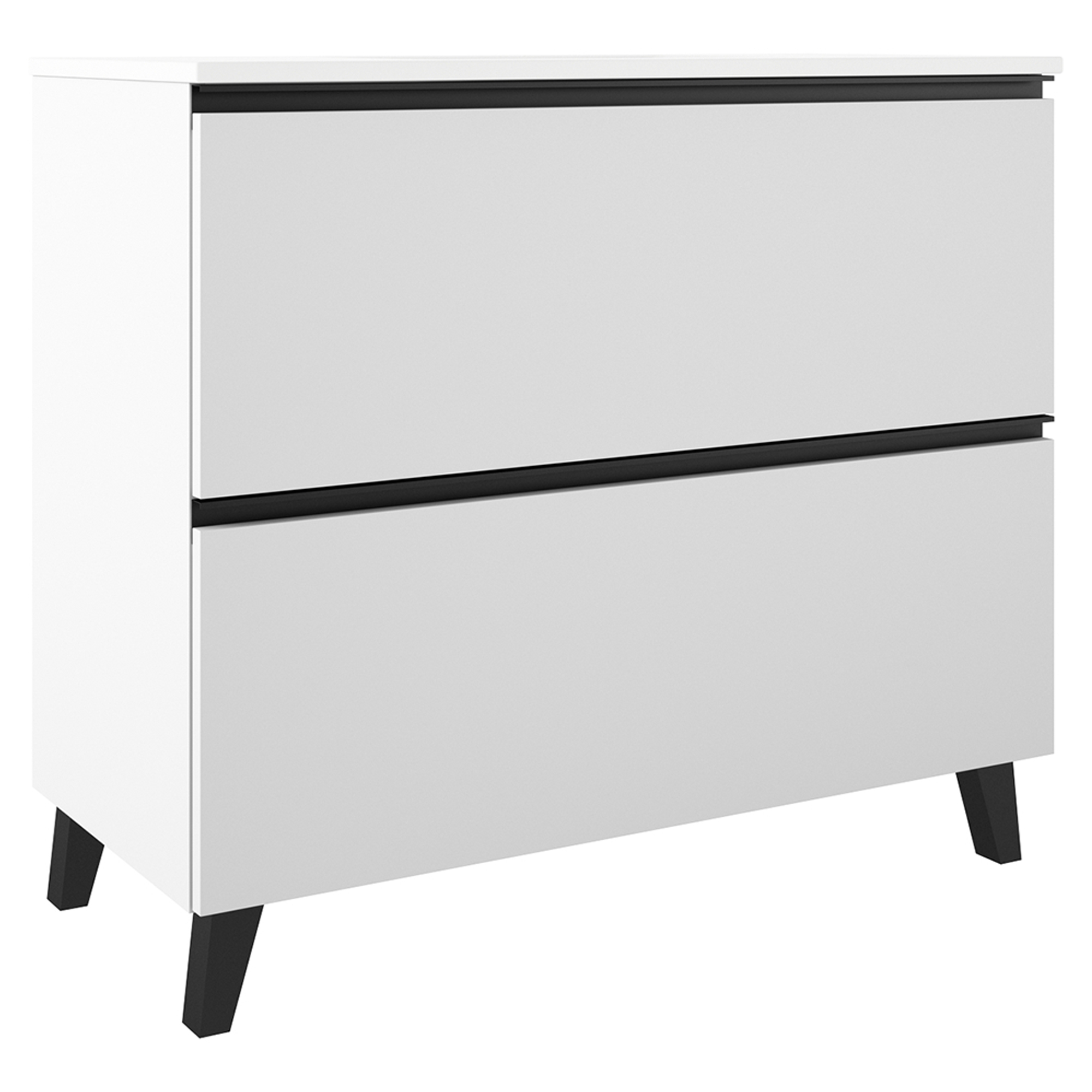 Håndvaskskab Luna Hvid 100 cm med To Skuffer & Vask Hvid Blank