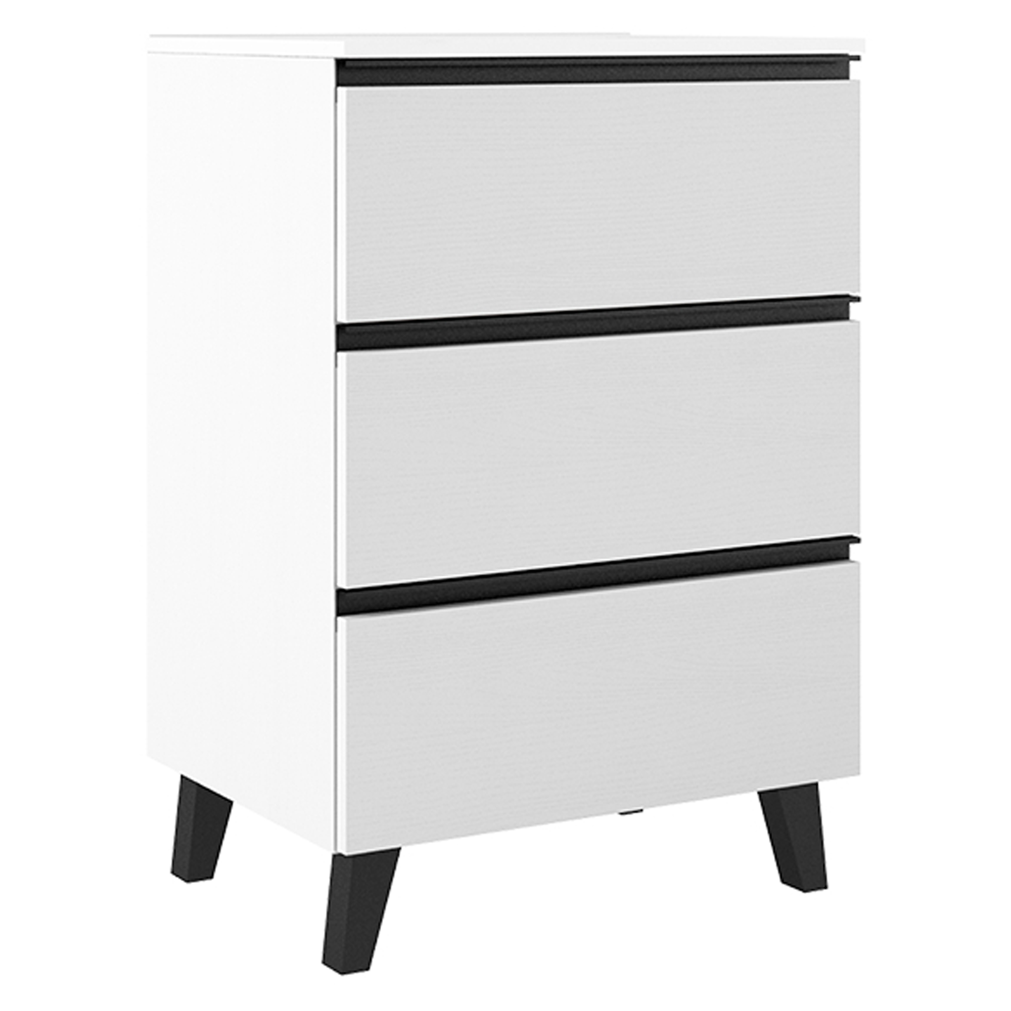 Håndvaskskab Luna Hvid 60 cm med Tre Skuffer & Vask Hvid Blank