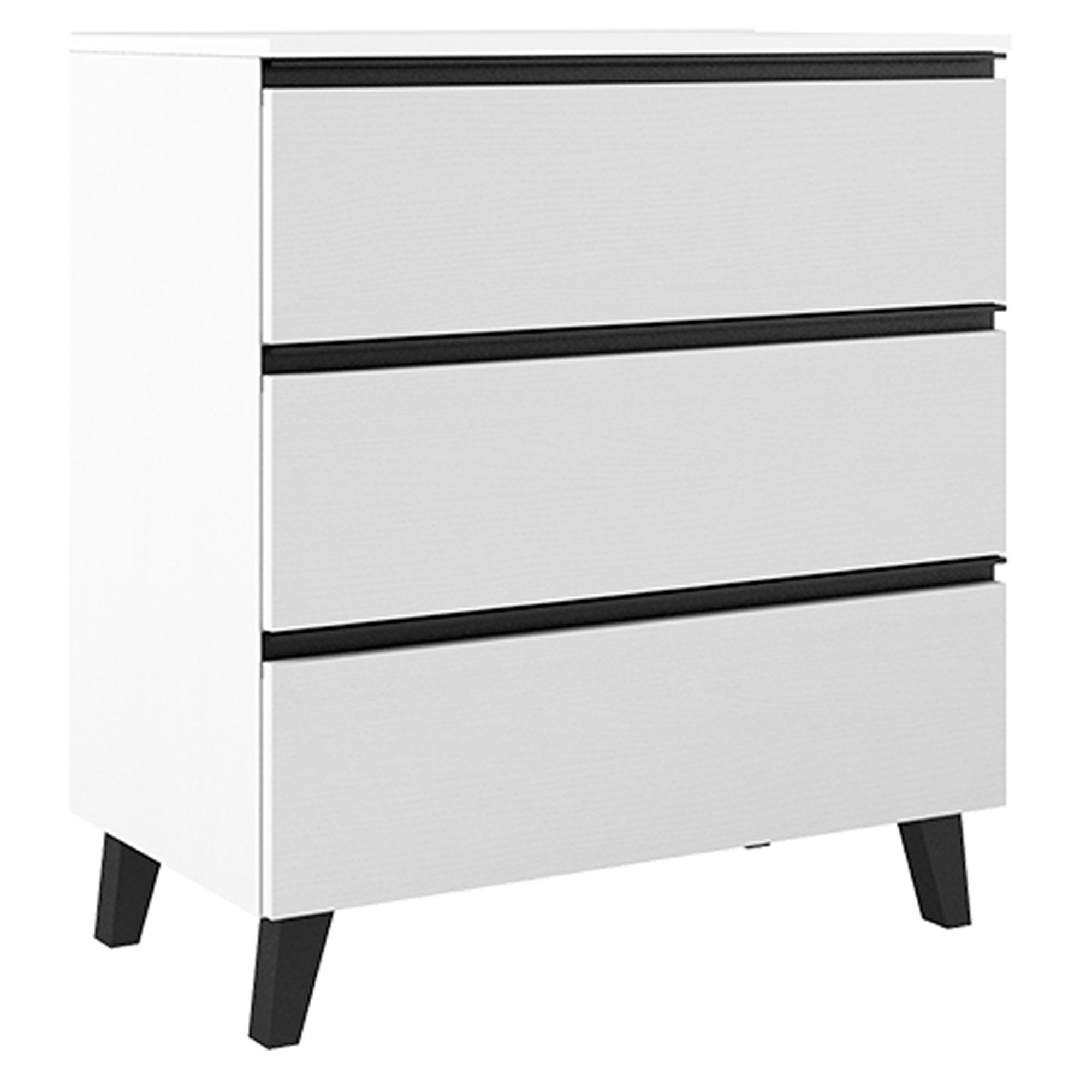 Håndvaskskab Luna Hvid 80 cm med Tre Skuffer & Vask Hvid Blank
