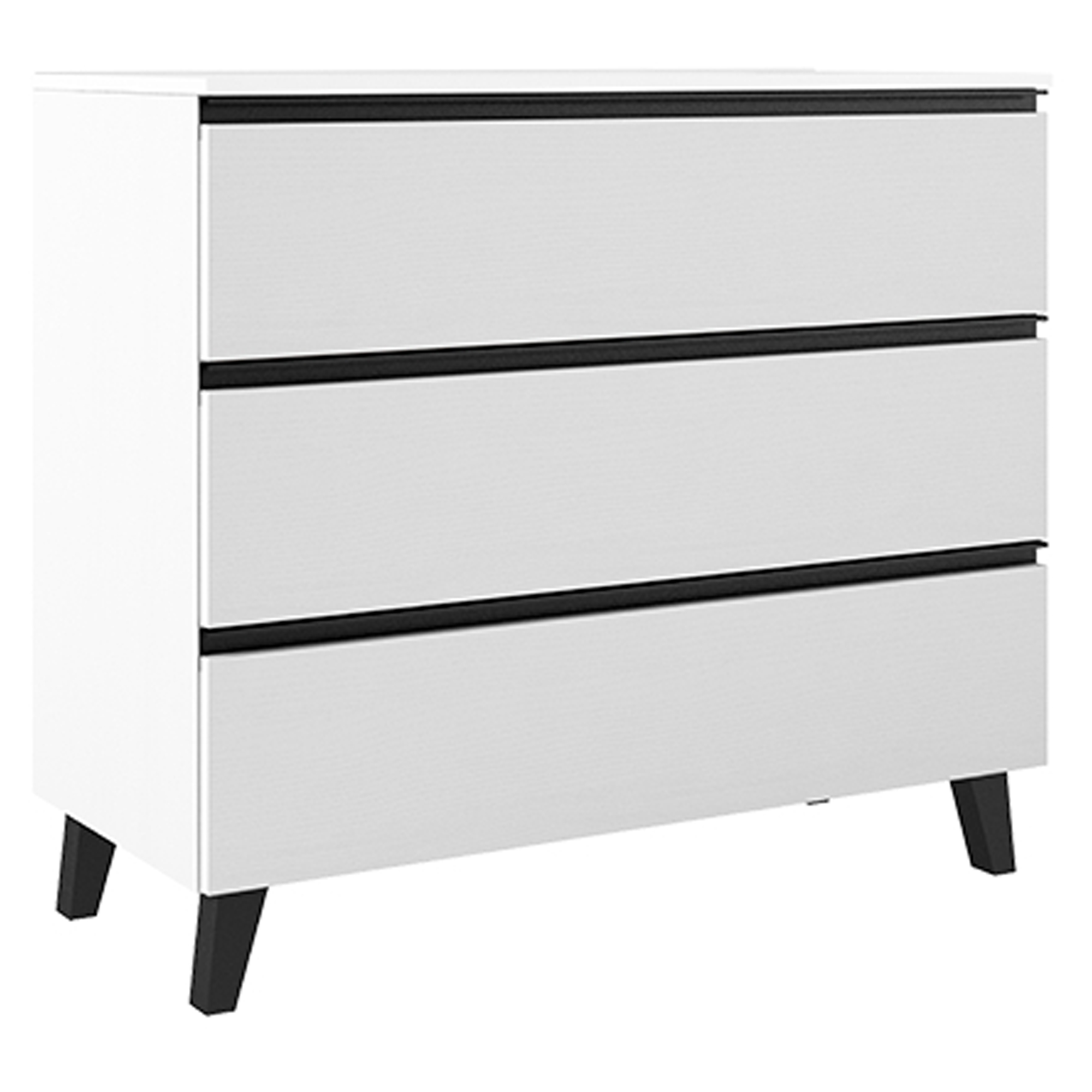Håndvaskskab Luna Hvid 100 cm med Tre Skuffer & Vask Hvid Blank