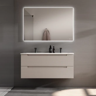 Dobbelt Håndvaskskab <strong>Ramos</strong>  Beige Mat 120 cm med Vask