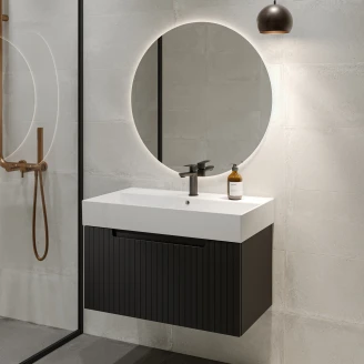 Håndvaskskab <strong>Ribb</strong>  Sort Mat 80 cm med Butler Vask Hvid Blank