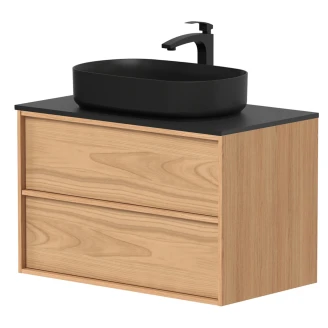 Håndvaskskab <strong>Ekskär</strong>  Egfaner Forår Mat 80 cm med Bordplade Sort Mat