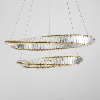 Nova Luce Hængelampe <strong>Aurelia</strong>  Guld Dobbelt Ø80 og Ø60 cm