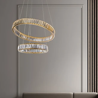 Nova Luce Hængelampe <strong>Aurelia</strong>  Guld Dobbelt Ø60 og Ø40 cm