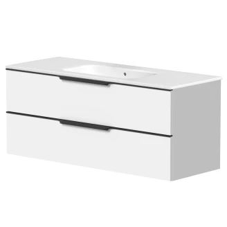 Håndvaskskab <strong>Selina</strong>  Hvid Mat 120 cm & Håndtag Sort med Vask Hvid