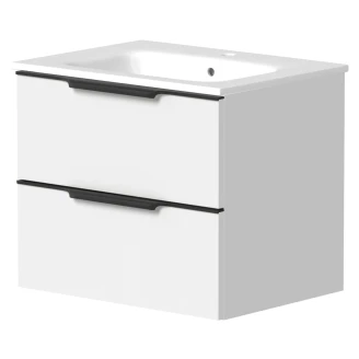 Håndvaskskab <strong>Selina</strong>  Hvid Mat 60 cm & Håndtag Sort med Vask Hvid