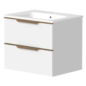Håndvaskskab <strong>Selina</strong>  Hvid Mat 60 cm & Håndtag Grå Eg med Vask Hvid
