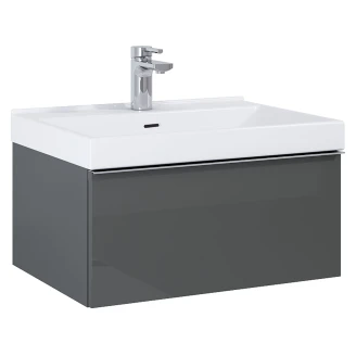 Håndvaskskab <strong>Jardin</strong>  Antracit Blank 60 cm med Vask Hvid Blank & Håndtag Krom