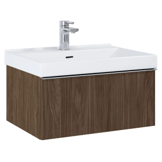 Håndvaskskab <strong>Jardin</strong>  Valnød Mat 60 cm med Vask Hvid Blank & Håndtag Krom
