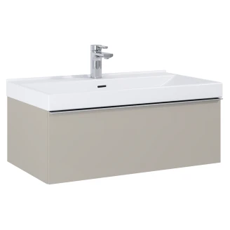 Håndvaskskab <strong>Jardin</strong>  Brun Mat 80 cm med Vask Hvid Blank & Håndtag Krom