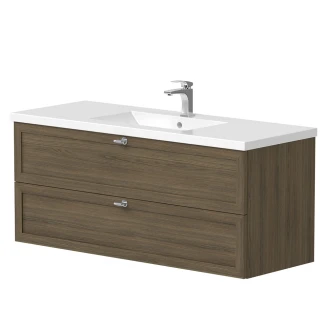 Håndvask <strong>Craftwood</strong>  Egfaner Smoked Oak Mat 120 cm med Vask Hvid Blank