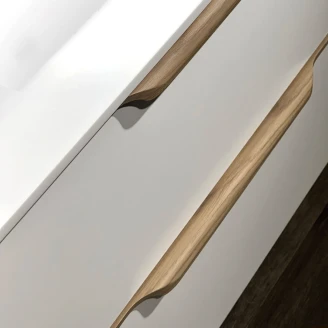 Underskab Selina Hvid Mat 120 cm & Håndtag Grå Eg med Vask Hvid