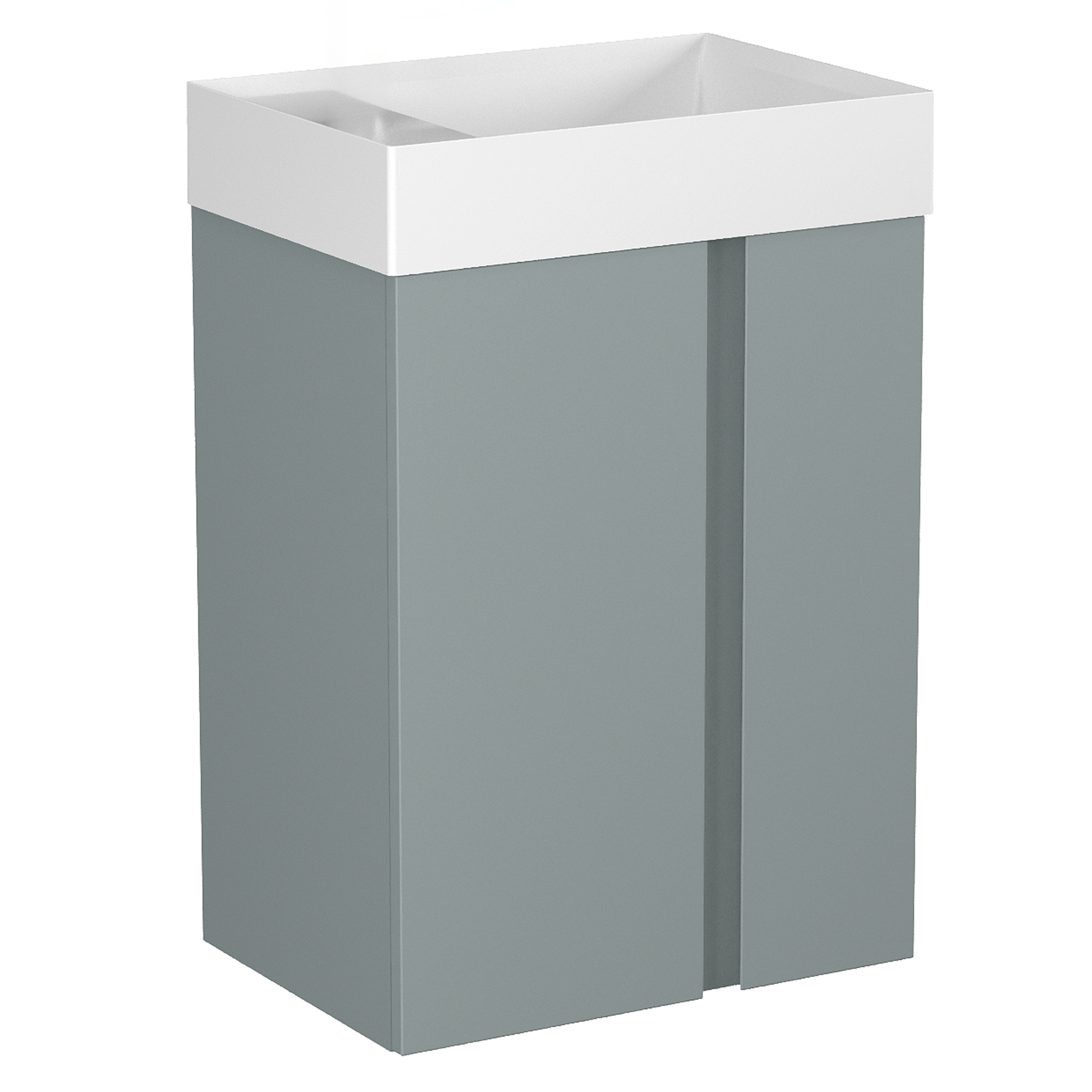 Håndvaskskab Brio Grøn Mat 49 cm med Vask Hvid Blank Uden Huller