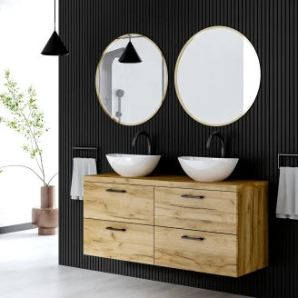 Håndvaskskab <strong>Elva</strong>  Træ 100 cm med Bordplade Træ & Greb Sort