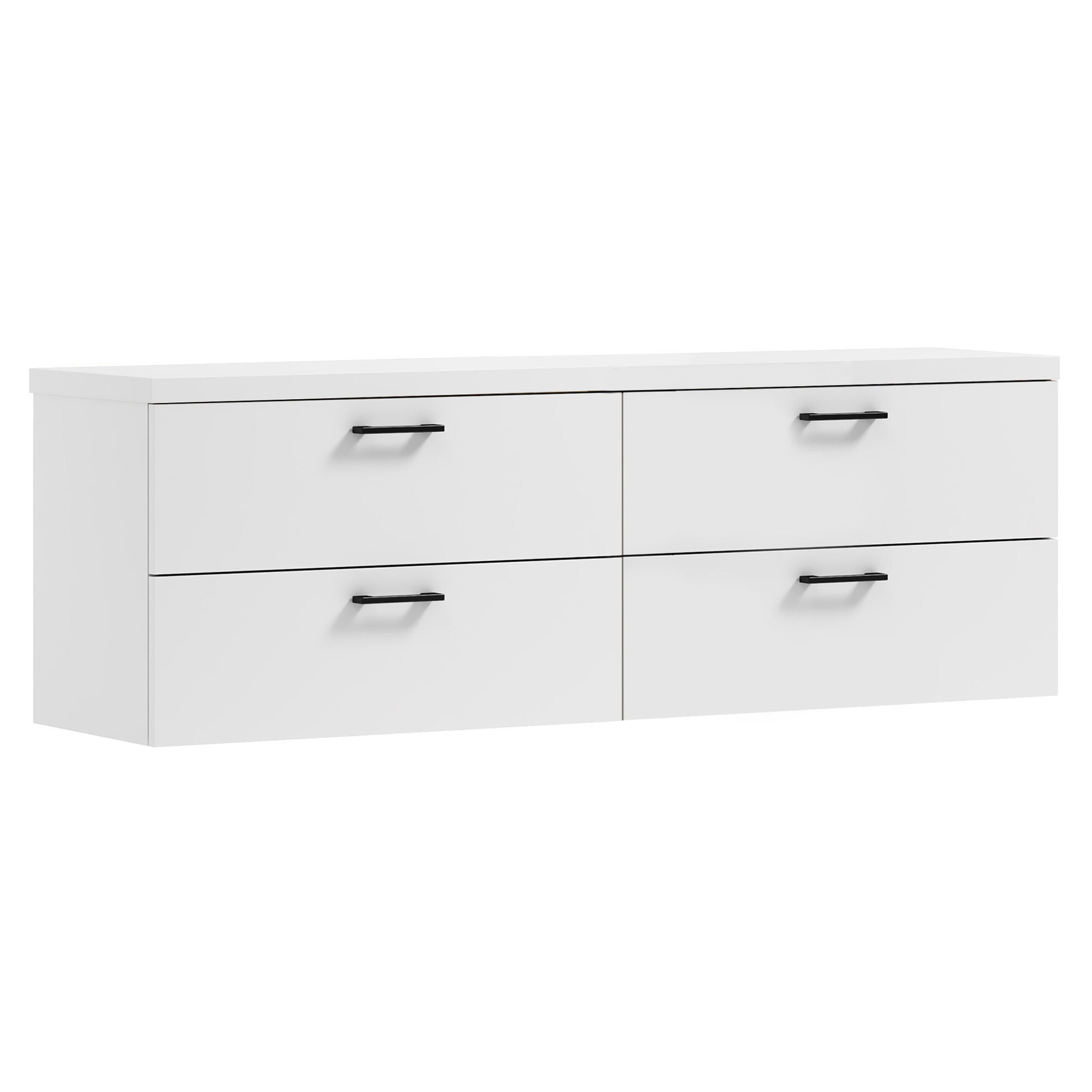 Håndvaskskab Elva Hvid 160 cm med Bordplade Hvid & Greb Sort