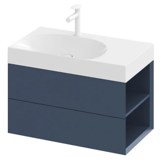 Ravak Håndvaskskab <strong>Lite</strong>  Blå Mat med 2 Skuffer 80 cm Højre & Vask M